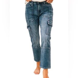 Kansan Avery Cargo Jeans NWT Women’s Size 9/28 Blue Y2K Style